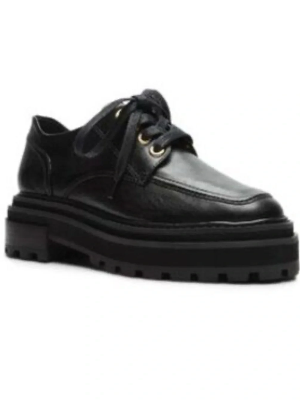 NWT SCHUTZ Black Bethie Platform Leather Oxfords Sz 7.5B